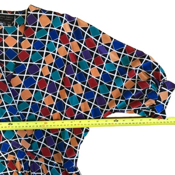 Vintage Charles Bianco 100% midi dress in geometric pattern - Picture 11 of 14